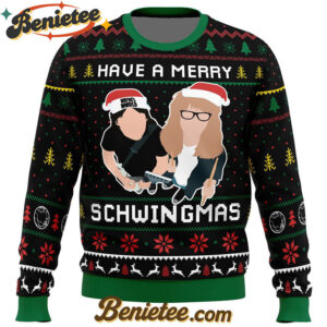 Have A Merry Schwingmas Wayne's World Ugly Christmas Sweater