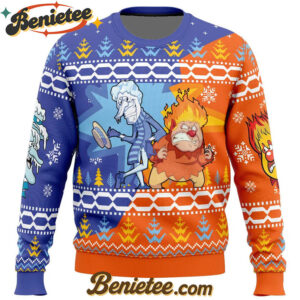 Heat and Snow Miser The Year Without a Santa Claus Ugly Christmas Sweater