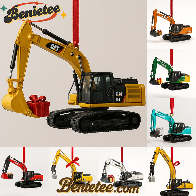 Heavy Equipment Advent Calendar 2025 - 24 Die-cast Machines, Christmas Countdown Advent Calendar Gift Box with 24 Acrylic Ornaments