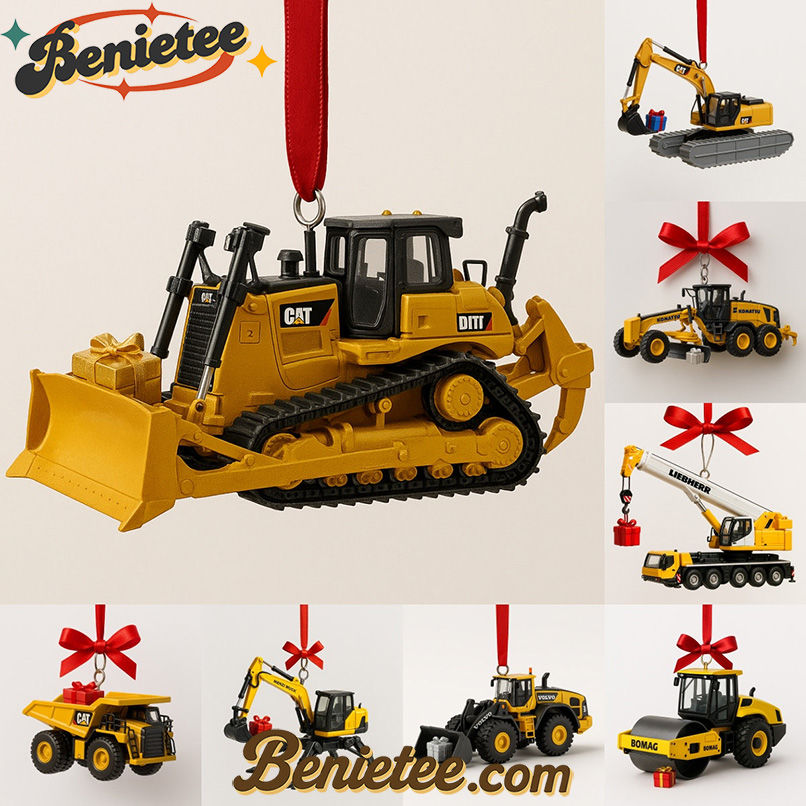 Heavy Equipment Advent Calendar 2025 - 24 Die-cast Machines, Christmas Countdown Advent Calendar Gift Box with 24 Acrylic Ornaments