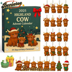 Highland Cow Advent Calendar 2025, Christmas Countdown Advent Calendar Gift Box with 24 Acrylic Ornaments