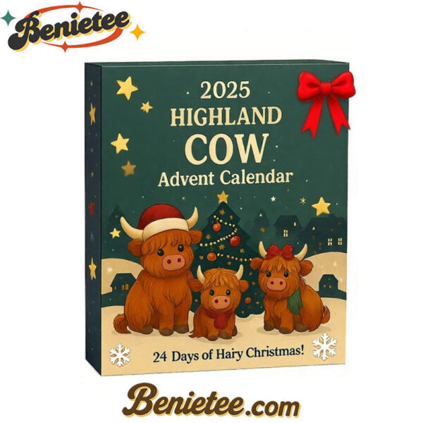 Highland Cow Advent Calendar 2025, Christmas Countdown Advent Calendar Gift Box with 24 Acrylic Ornaments