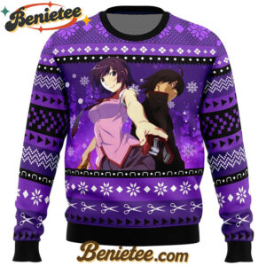 Hitagi and Koyomi Bakemonogatari Ugly Christmas Sweater