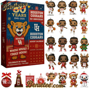 Houston Cougars 80th Anniversary Advent Calendar, Christmas Countdown Advent Calendar Gift Box with 24 Acrylic Ornaments