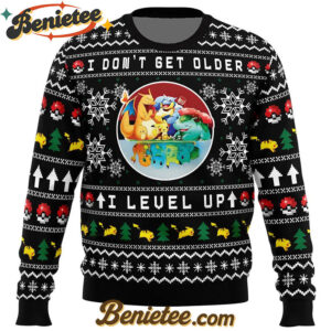 I Don't Get Older I Level Up Pokemon Ugly Christmas Sweater