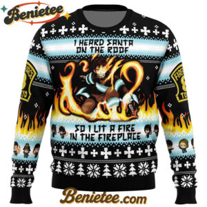 I Heard Santa on the Roof Fire Force Ugly Christmas Sweaters
