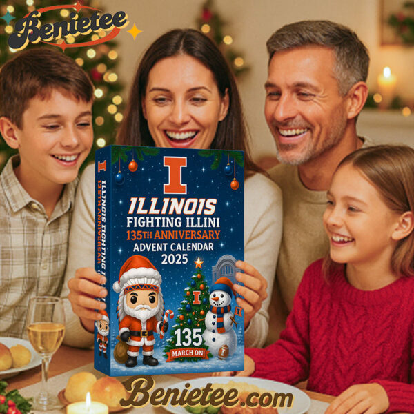Illinois Fighting Illini 135th Anniversary 2025 Advent Calendar, Christmas Countdown Advent Calendar Gift Box with 24 Acrylic Ornaments