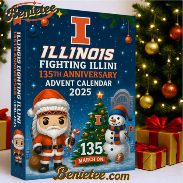 Illinois Fighting Illini 135th Anniversary 2025 Advent Calendar, Christmas Countdown Advent Calendar Gift Box with 24 Acrylic Ornaments