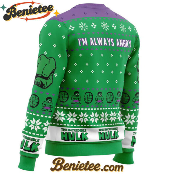I'm Always Angry The Incredible Hulk Marvel Ugly Christmas Sweater