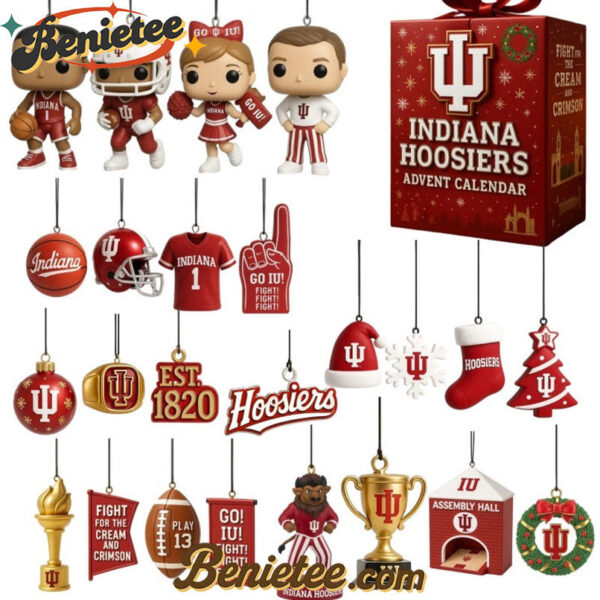 Indiana Hoosiers Advent Calendar 2025, Christmas Countdown Advent Calendar Gift Box with 24 Acrylic Ornaments