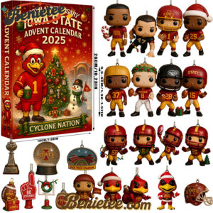 Iowa State 133rd Anniversary 2025 Advent Calendar, Christmas Countdown Advent Calendar Gift Box with 24 Acrylic Ornaments