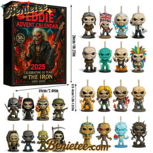 Iron Maiden Eddie Advent Calendar 2025, Christmas Countdown Advent Calendar Gift Box with 24 Acrylic Ornaments