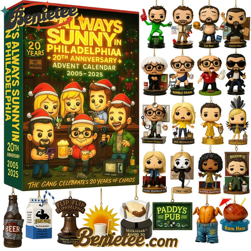 Its Always Sunny in Philadelphia Advent Calendar 2025, Christmas Countdown Advent Calendar Gift Box with 24 Acrylic Ornaments