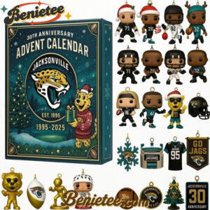 Jacksonville Jaguars Advent Calendar 2025 30TH ANNIVERSARY Christmas Gift, Christmas Idea, Christmas Countdown Advent Calendar Gift Box with 24 Acrylic Ornaments