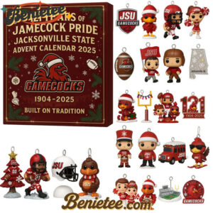 Jacksonville State Gamecocks 121st Anniversary Advent Calendar, Christmas Countdown Advent Calendar Gift Box with 24 Acrylic Ornaments