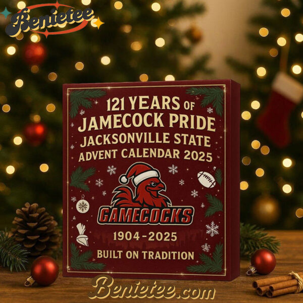 Jacksonville State Gamecocks 121st Anniversary Advent Calendar, Christmas Countdown Advent Calendar Gift Box with 24 Acrylic Ornaments