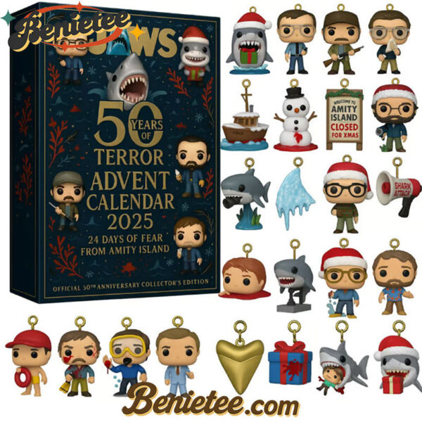 Jaws Advent Calendar 2025, Christmas Countdown Advent Calendar Gift Box with 24 Acrylic Ornaments