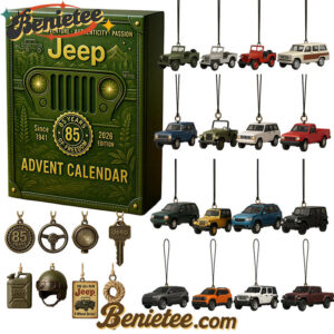 Jeep 85th Anniversary Advent Calendar, Christmas Countdown Advent Calendar Gift Box with 24 Acrylic Ornaments