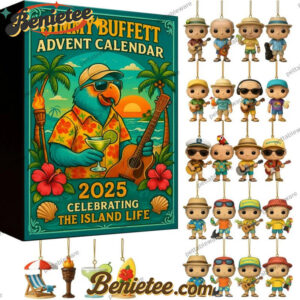 Jimmy Buffett Advent Calendar 2025, Christmas Countdown Advent Calendar Gift Box with 24 Acrylic Ornaments