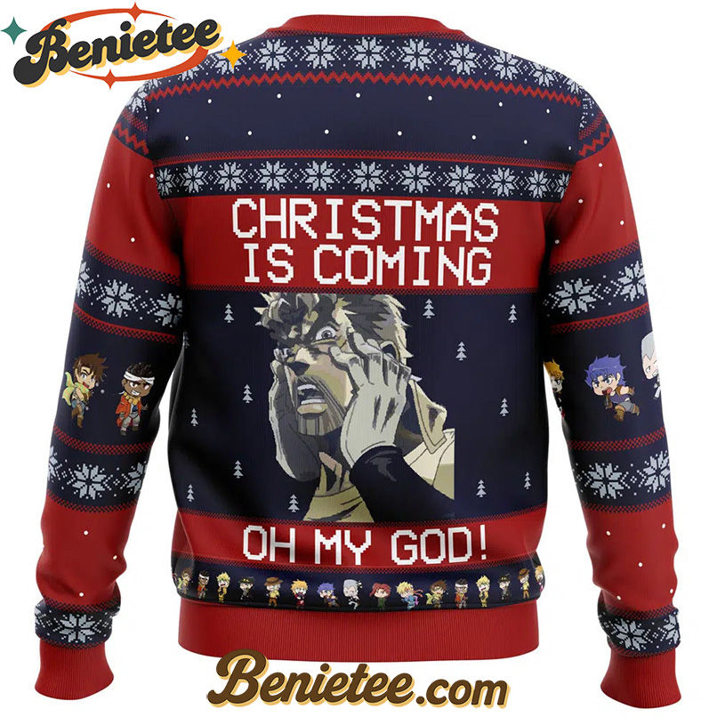 Jojo's Bizarre Adventure Joseph Joestar Oh My God Ugly Christmas Sweater
