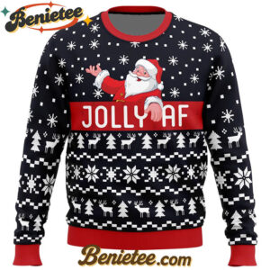 Jolly Af Santa Claus Ugly Christmas Sweater