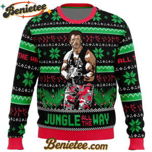 Jungle All The Way Arnold Schwarzenegger Ugly Christmas Sweater