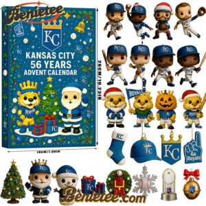 Kansas City Royals 56 Years Advent Calendar 2025, Christmas Countdown Advent Calendar Gift Box with 24 Acrylic Ornaments