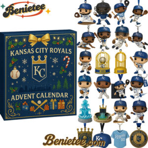 Kansas City Royals Advent Calendar 2025 56TH ANNIVERSARY Christmas Gift, Christmas Idea, Christmas Countdown Advent Calendar Gift Box with 24 Acrylic Ornaments