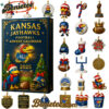 Kansas Jayhawks football 2025 advent calendar, Christmas Countdown Advent Calendar Gift Box with 24 Acrylic Ornaments