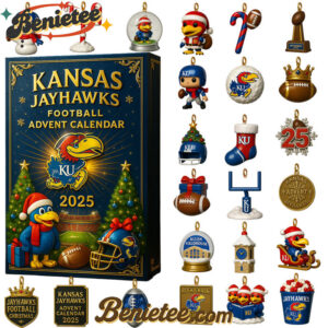 Kansas Jayhawks football 2025 advent calendar, Christmas Countdown Advent Calendar Gift Box with 24 Acrylic Ornaments