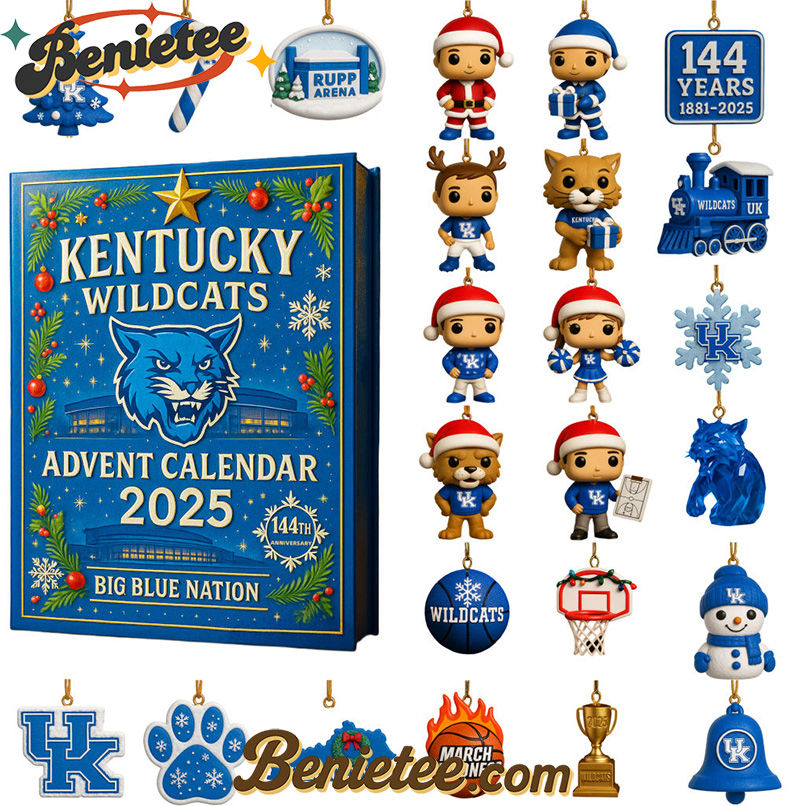 Kentucky Wildcats Advent Calendar 2025, Christmas Countdown Advent Calendar Gift Box with 24 Acrylic Ornaments