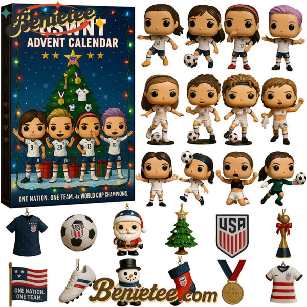 LIMITED USWNT Advent Calendar 2025, Christmas Countdown Advent Calendar Gift Box with 24 Acrylic Ornaments