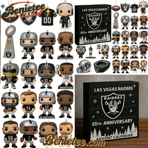 Las Vegas Raiders 65th Anniversary Advent Calendar 2025 Christmas Gift, Christmas Idea, Christmas Countdown Advent Calendar Gift Box with 24 Acrylic Ornaments