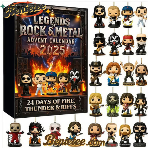 Legends of Rock and Metal Advent Calendar 2025, Christmas Countdown Advent Calendar Gift Box with 24 Acrylic Ornaments