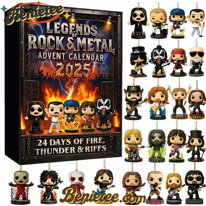 Legends of Rock and Metal Advent Calendar 2025, Christmas Countdown Advent Calendar Gift Box with 24 Acrylic Ornaments