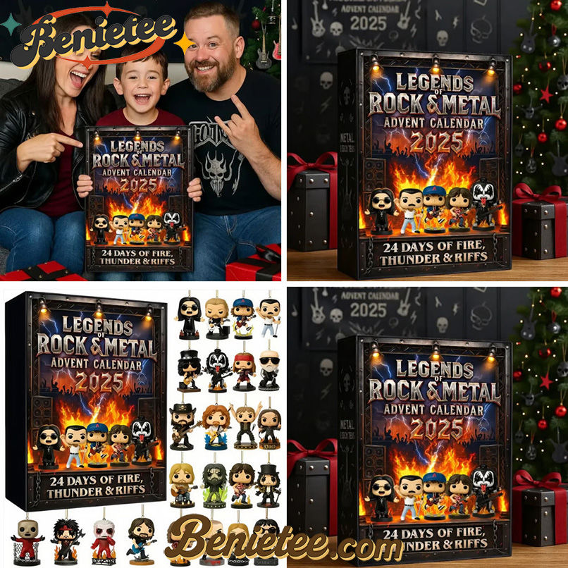 Legends of Rock and Metal Advent Calendar 2025, Christmas Countdown Advent Calendar Gift Box with 24 Acrylic Ornaments
