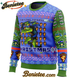 Leonardo Rise of the Teenage Mutant Ninja Turtles Ugly Christmas Sweater
