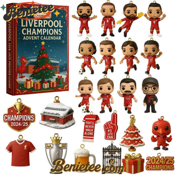 Liverpool Advent Calendar 2025, Christmas Countdown Advent Calendar Gift Box with 24 Acrylic Ornaments