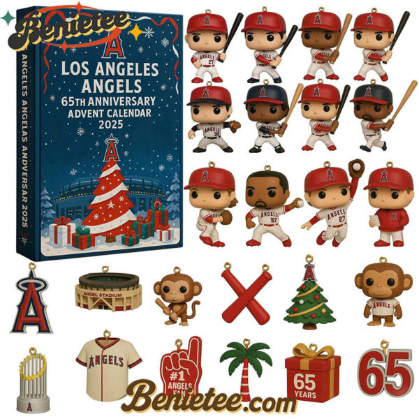 Los Angeles Angels Advent Calendar 2025 65TH ANNIVERSARY Christmas Gift, Christmas Idea, Christmas Countdown Advent Calendar Gift Box with 24 Acrylic Ornaments