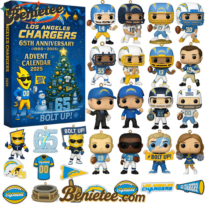 Los Angeles Chargers Advent Calendar 2025 65th Anniversary Christmas Gift, Christmas Idea, Christmas Countdown Advent Calendar Gift Box with 24 Acrylic Ornaments