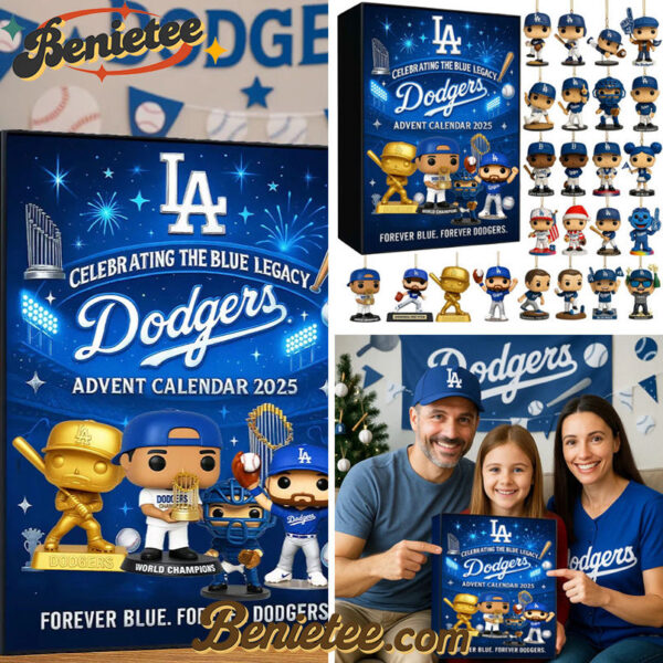 Los Angeles Dodgers Advent Calendar 2025, Christmas Countdown Advent Calendar Gift Box with 24 Acrylic Ornaments