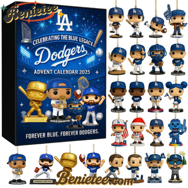 Los Angeles Dodgers Advent Calendar 2025, Christmas Countdown Advent Calendar Gift Box with 24 Acrylic Ornaments