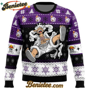Luffy Gear 5 Sun God Nika One Piece Ugly Christmas Sweater