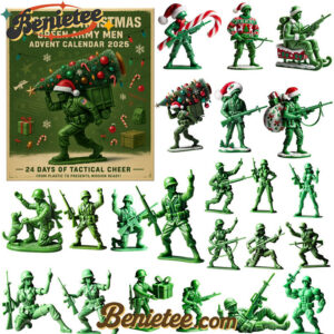 MISSION CHRISTMAS - Green Army Men Advent Calendar, Christmas Countdown Advent Calendar Gift Box with 24 Acrylic Ornaments