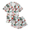 Cute Snoopy Christmas Satin Pajamas Short Set For Women, Adorable Holiday Sleepwear With Tree And Gift Print