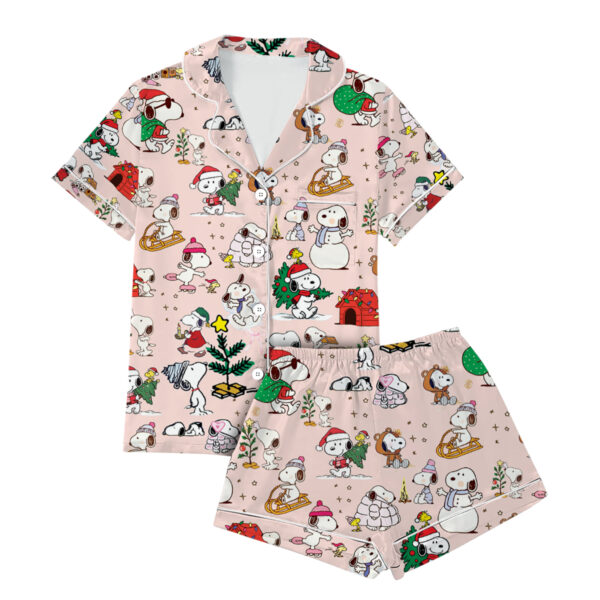 Cute Snoopy Christmas Satin Pajamas Set For Women