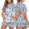 Christmas Cute Bluey Short Satin Pajamas Set For Women