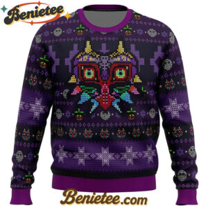 Majoras Mask Seamless Pattern Zelda Ugly Christmas Sweater