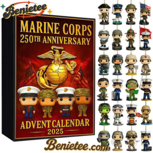 Marine Corps 250th Anniversary Advent Calendar, Christmas Countdown Advent Calendar Gift Box with 24 Acrylic Ornaments