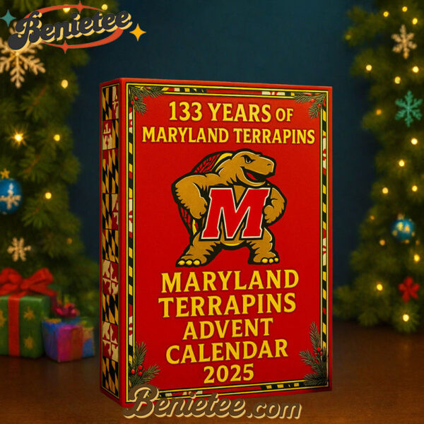 Maryland Terrapins 133th Anniversary 2025 Advent Calendar, Christmas Countdown Advent Calendar Gift Box with 24 Acrylic Ornaments